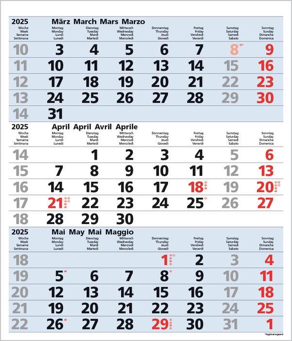 Bild: 9783731877547 | 3-Monats-Planer Comfort Blau 2025 | Verlag Korsch | Kalender | 12 S.