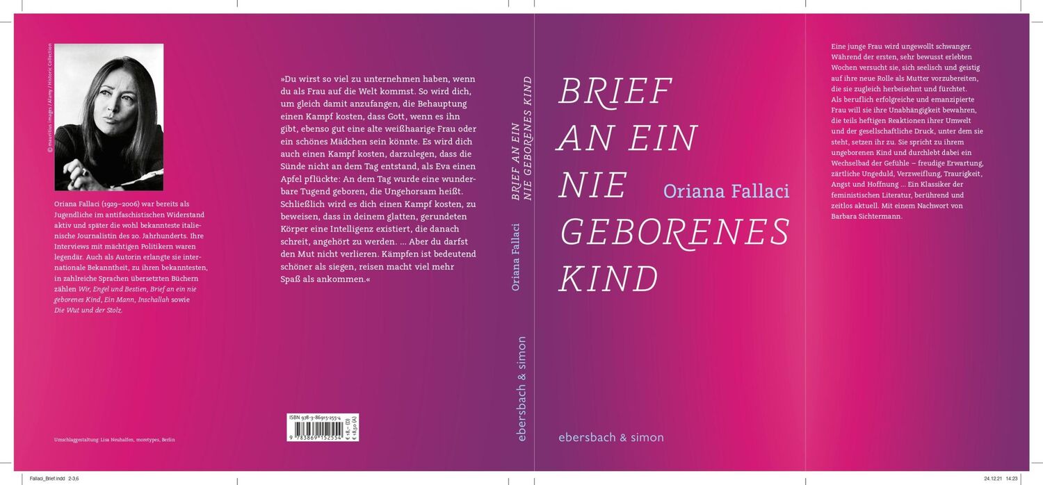 Bild: 9783869152554 | Brief an ein nie geborenes Kind | Oriana Fallaci | Taschenbuch | 2022