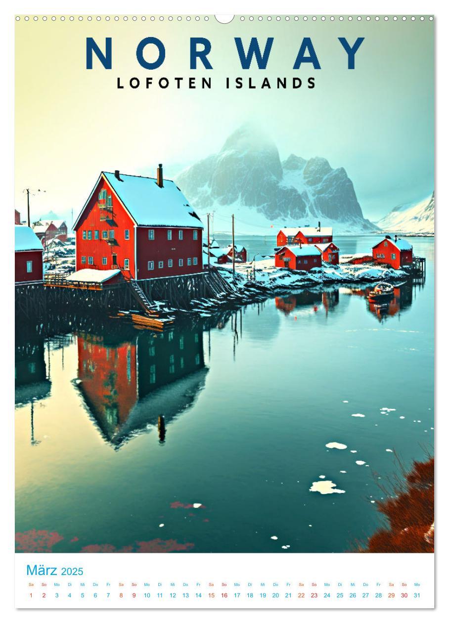 Bild: 9783435885022 | Lofoten - Old School Poster Style (Wandkalender 2025 DIN A2 hoch),...