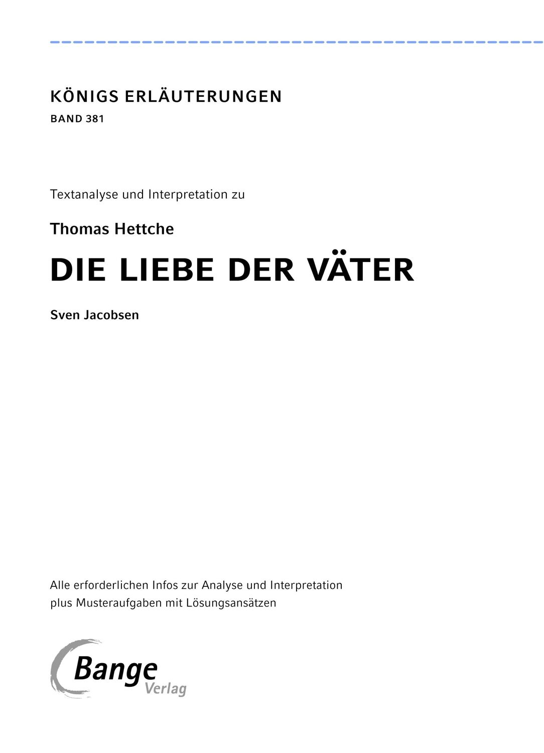 Bild: 9783804420663 | Die Liebe der Väter von Thomas Hettche - Textanalyse und...