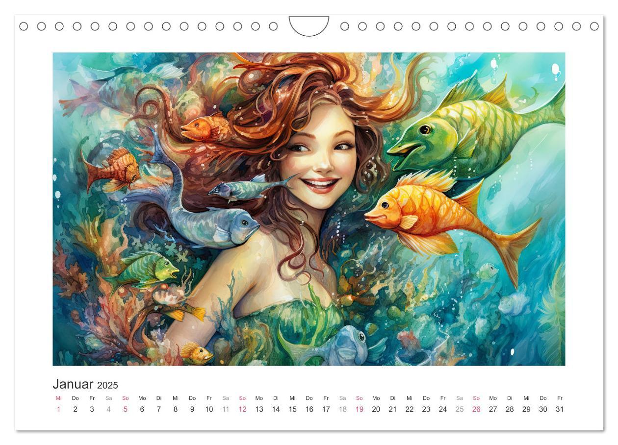 Bild: 9783383857997 | Liebliche Meerjungfrauen (Wandkalender 2025 DIN A4 quer), CALVENDO...