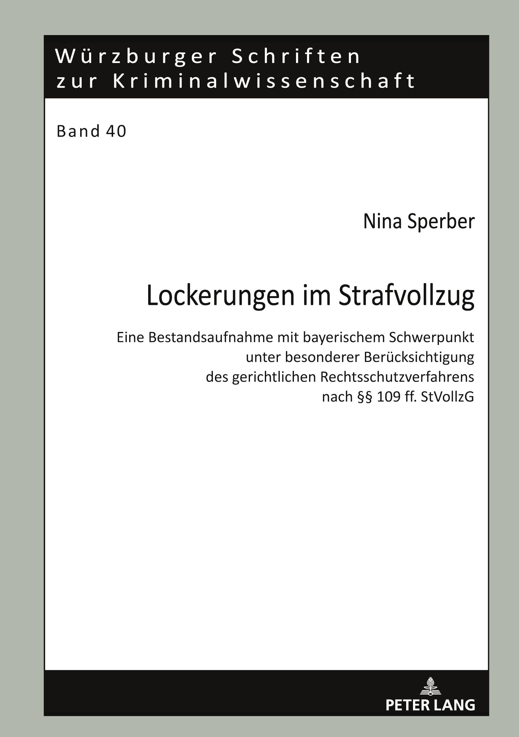 Cover: 9783631814833 | Lockerungen im Strafvollzug | Nina Sperber | Buch | Deutsch | 2020