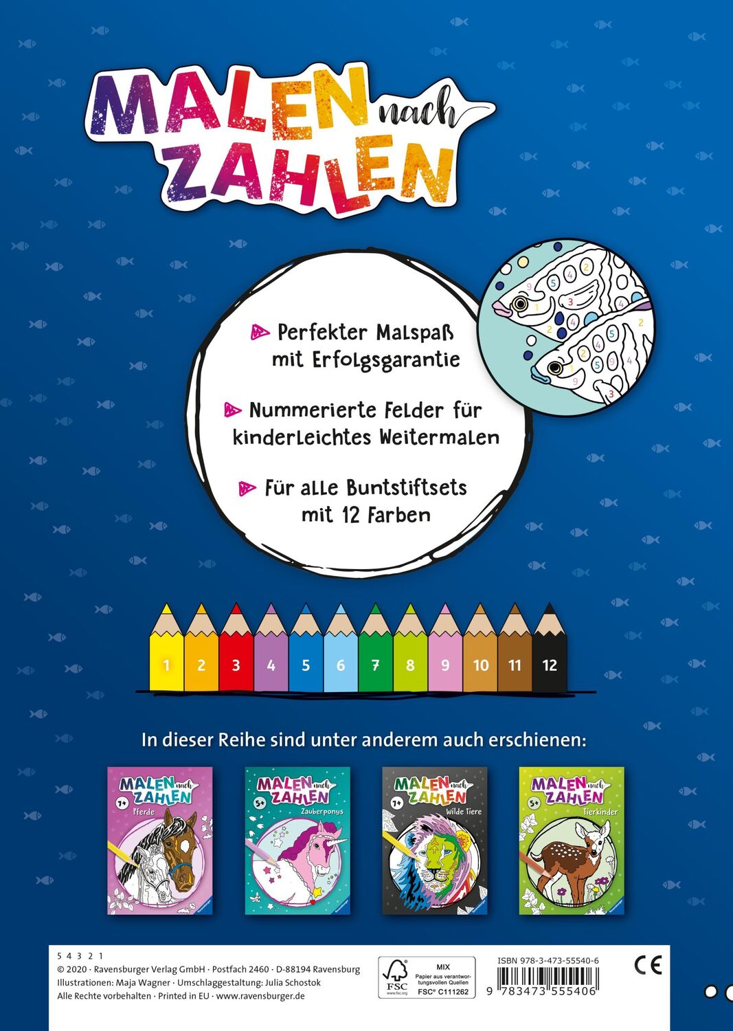 Rückseite: 9783473555406 | Malen nach Zahlen ab 7 Jahren: Im Meer | Maja Wagner | Taschenbuch