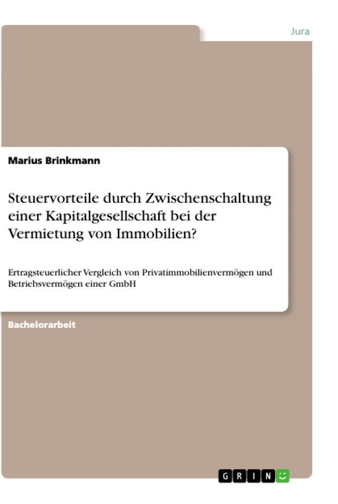 Cover: 9783346251862 | Steuervorteile durch Zwischenschaltung einer Kapitalgesellschaft...