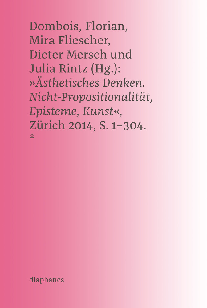 Cover: 9783037346679 | Ästhetisches Denken | Nicht-Propositionalität, Episteme, Kunst | 2014