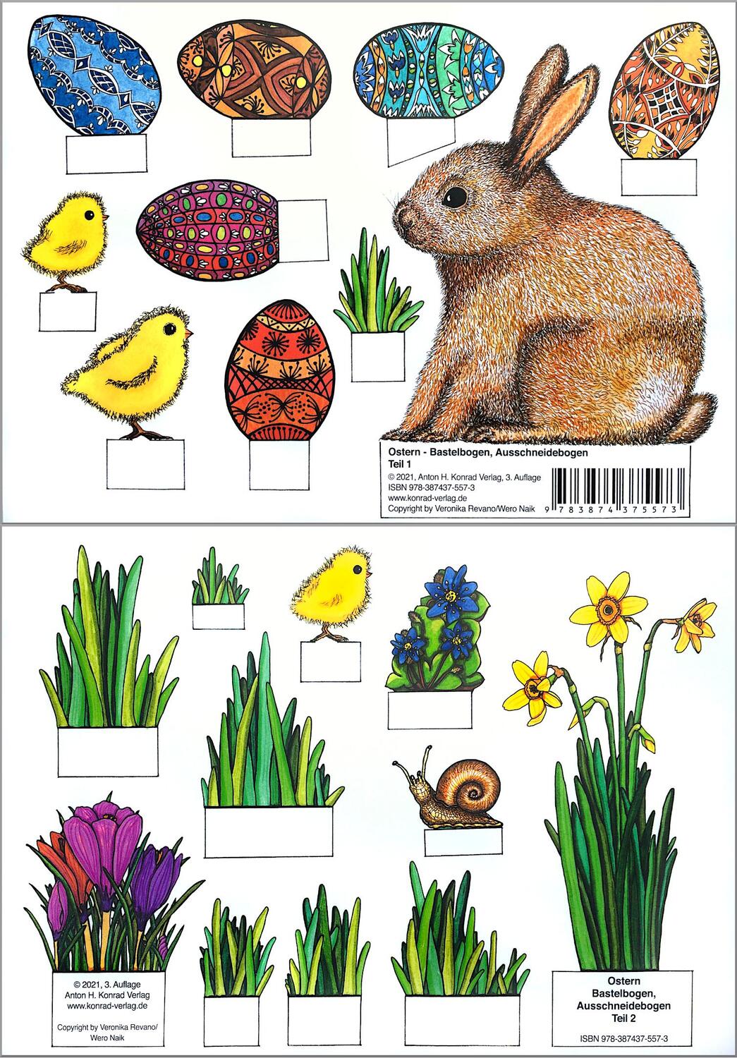 Cover: 9783874375573 | Ostern - Bastelbogen, Ausschneidebogen: Osterhase, Ostereier, Küken...