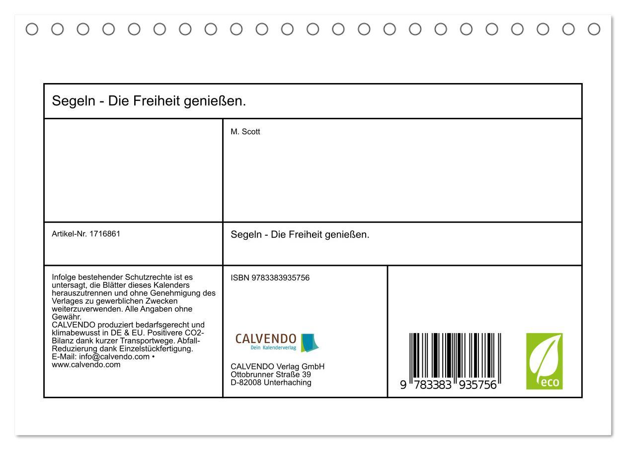 Bild: 9783383935756 | Segeln - Die Freiheit genießen. (Tischkalender 2025 DIN A5 quer),...