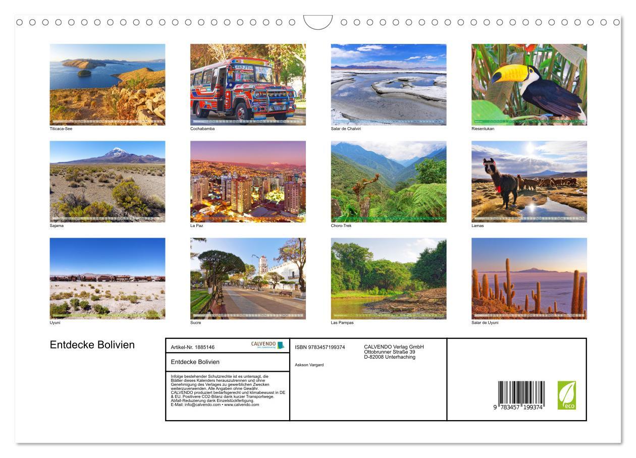 Bild: 9783457199374 | Entdecke Bolivien (Wandkalender 2025 DIN A3 quer), CALVENDO...