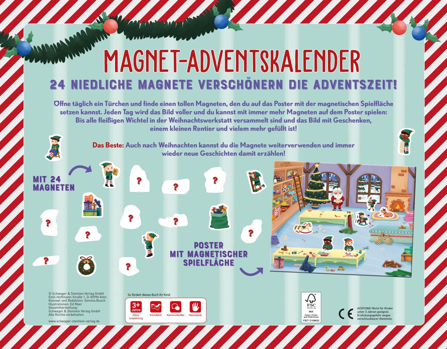 Rückseite: 9783849943868 | Magnet-Adventskalender | Schwager &amp; Steinlein Verlag | Kalender | 4 S.