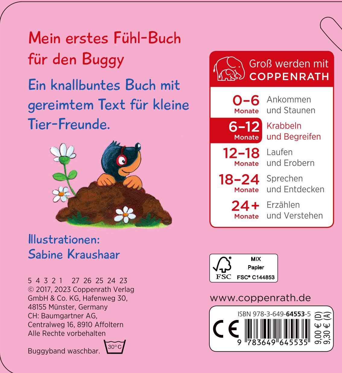 Rückseite: 9783649645535 | Mein erstes Fühl-Buch für den Buggy: 10 tapsige Tiere | Kraushaar