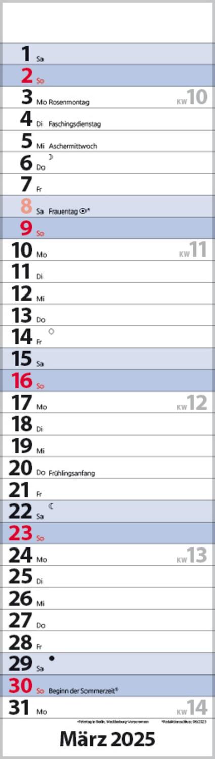 Bild: 9783731882749 | Streifenplaner Mini Blau 2025 | Verlag Korsch | Kalender | 13 S.