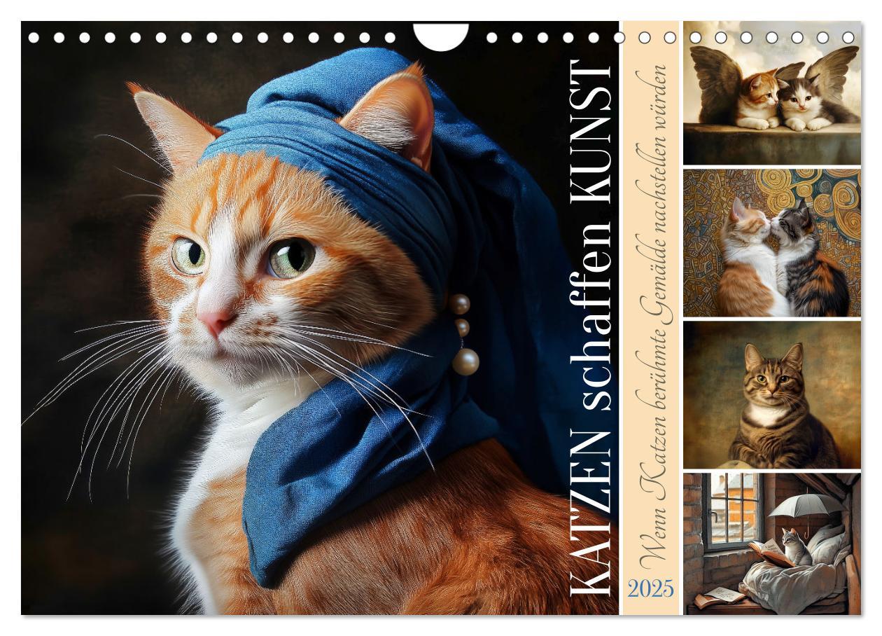 Cover: 9783457179789 | Katzen schaffen Kunst (Wandkalender 2025 DIN A4 quer), CALVENDO...