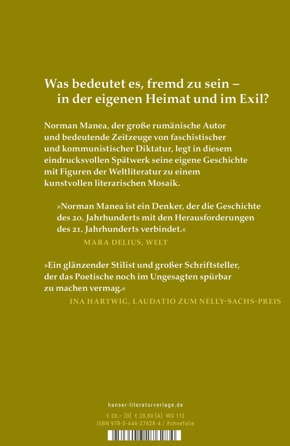 Bild: 9783446276284 | Der Schatten im Exil | Roman | Norman Manea | Buch | 320 S. | Deutsch