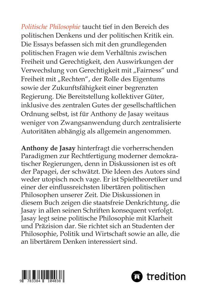 Bild: 9783384104038 | Politische Philosophie | Anthony de Jasay | Buch | 412 S. | Deutsch