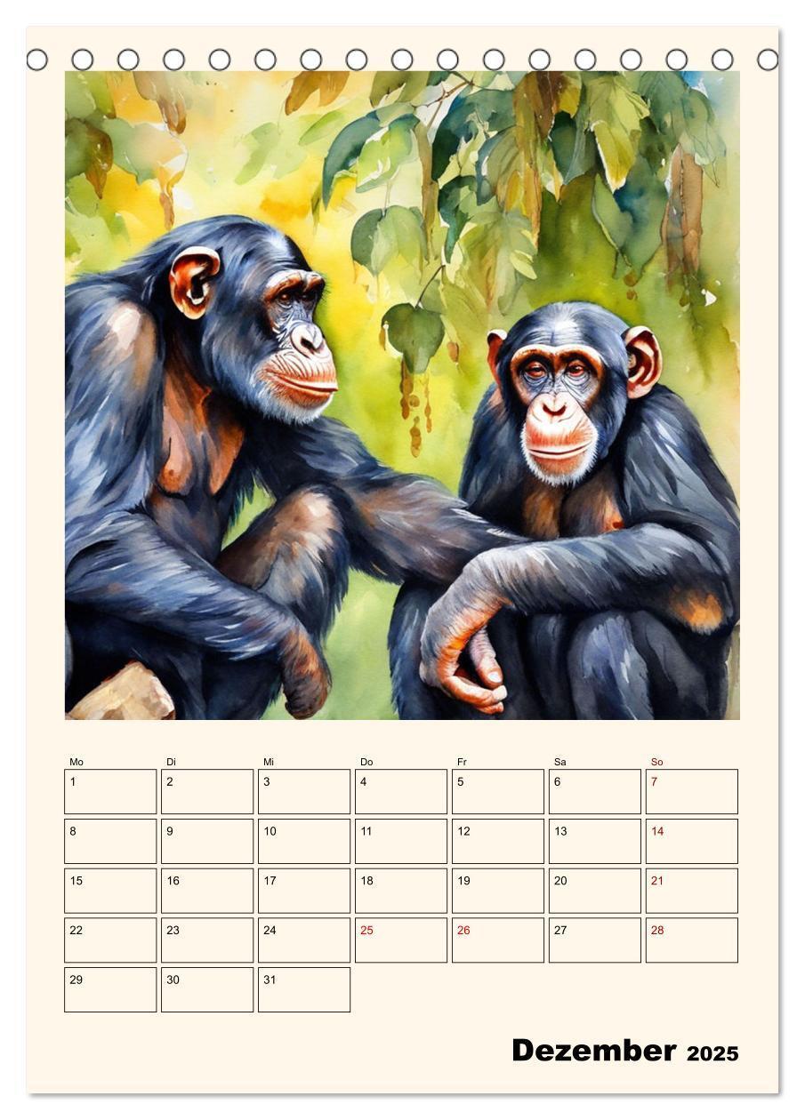 Bild: 9783383820274 | Schimpansen &amp; Gorillas (Tischkalender 2025 DIN A5 hoch), CALVENDO...