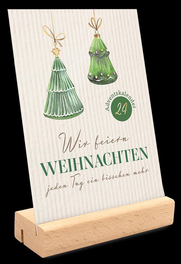 Cover: 4250222910830 | Wir feiern Weihnachten - Adventskalender mit Holzaufsteller | Kalender