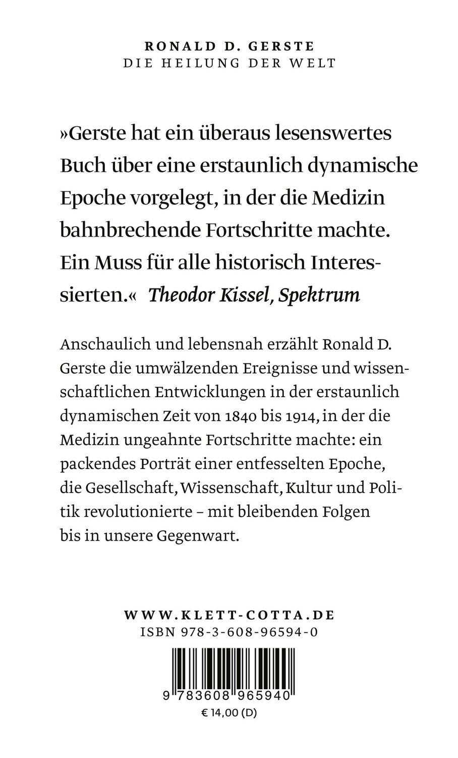 Rückseite: 9783608965940 | Die Heilung der Welt | Das Goldene Zeitalter der Medizin 1840-1914