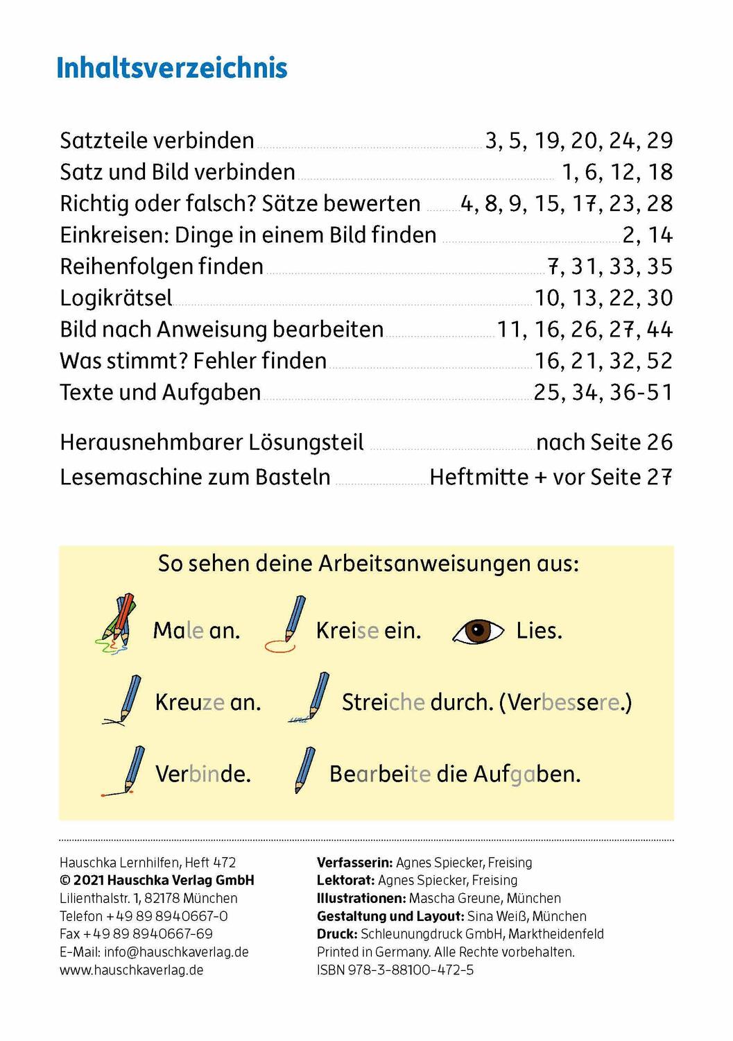 Bild: 9783881004725 | Mein Übungsheft Lesen 1. Klasse - Vom Satz zum Text | Agnes Spiecker