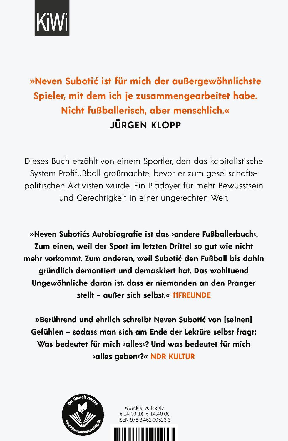 Rückseite: 9783462005233 | Alles geben | Neven Subotic (u. a.) | Taschenbuch | 272 S. | Deutsch