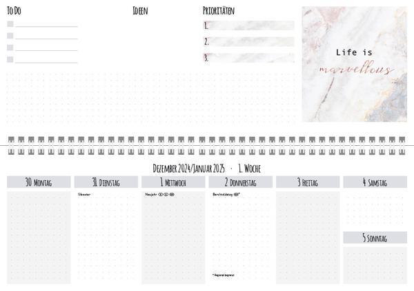 Bild: 9783731879008 | Tischquerkalender Marble 2025 | Verlag Korsch | Kalender | 128 S.