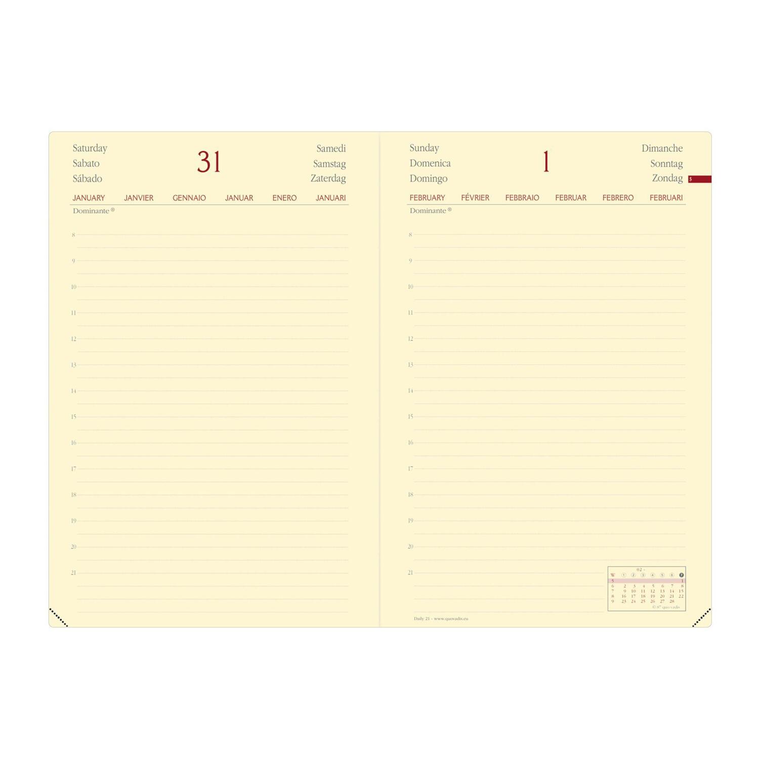 Bild: 3371010486977 | DAILY 21 VZ Silk rot 2025 | Kalender im Schreibtischformat | Quo Vadis