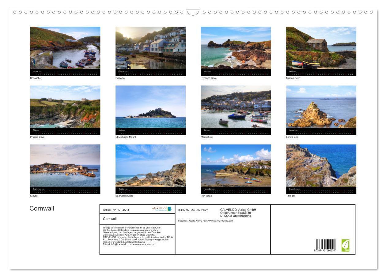 Bild: 9783435595525 | Cornwall (Wandkalender 2025 DIN A2 quer), CALVENDO Monatskalender