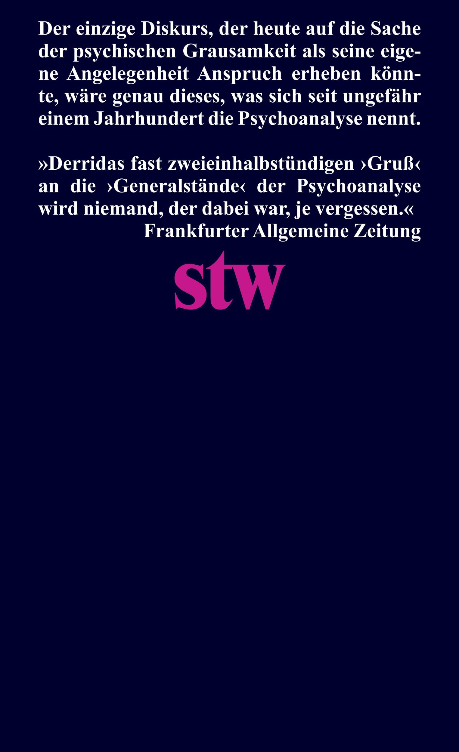 Rückseite: 9783518300596 | Seelenstände der Psychoanalyse | Jacques Derrida | Taschenbuch | 2024