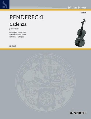 Cover: 9790001079815 | Cadenza | per viola sola | Krzysztof Penderecki | Buch | 1989