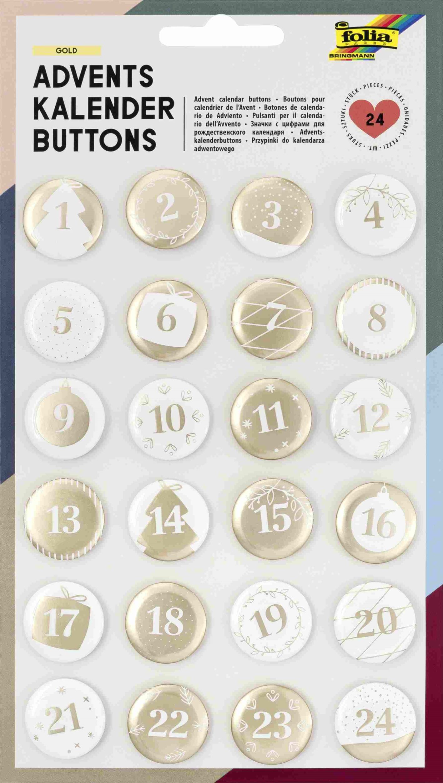 Cover: 4001868115628 | Folia Adventskalender Buttons PERLMUTT 24er Set | Adventskalender