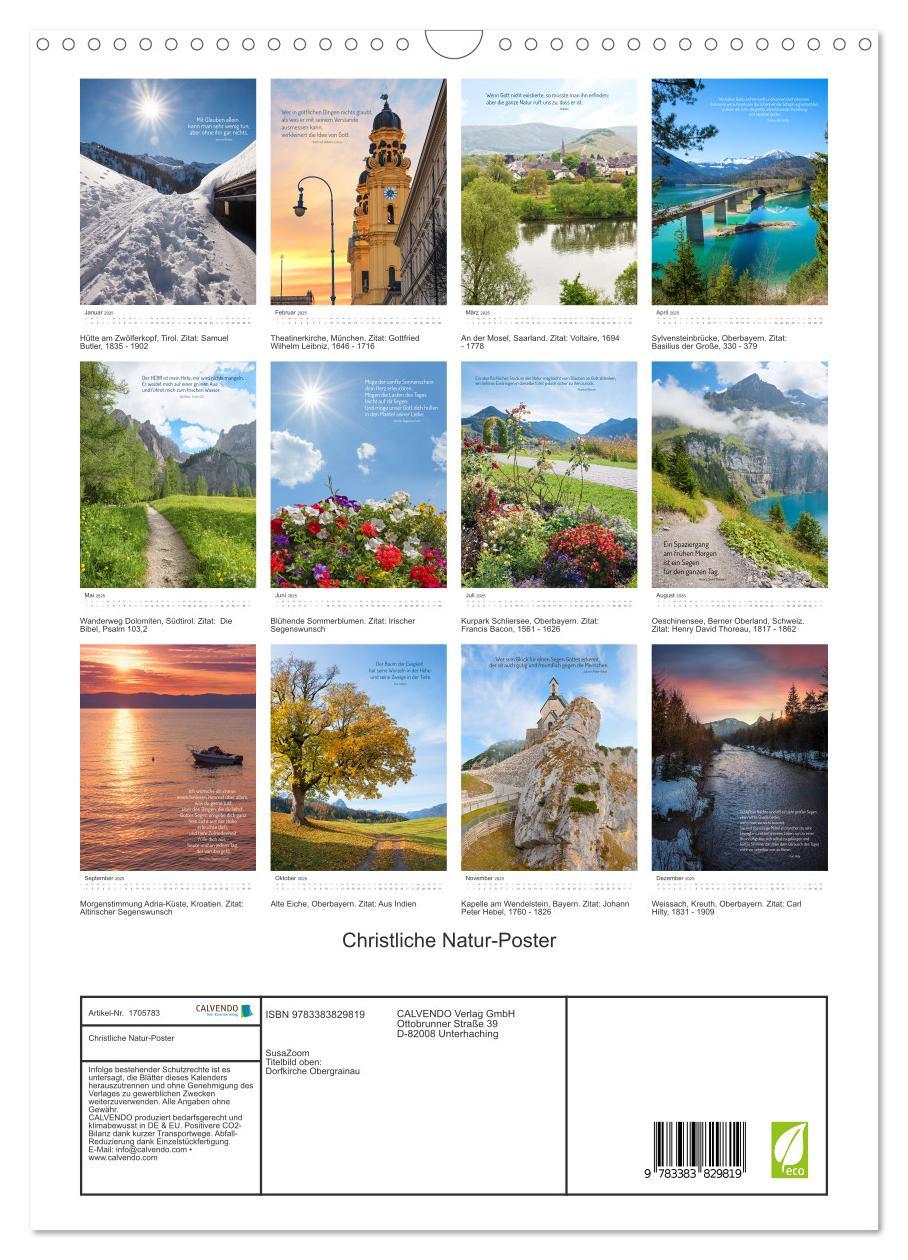 Bild: 9783383829819 | Christliche Natur-Poster (Wandkalender 2025 DIN A3 hoch), CALVENDO...