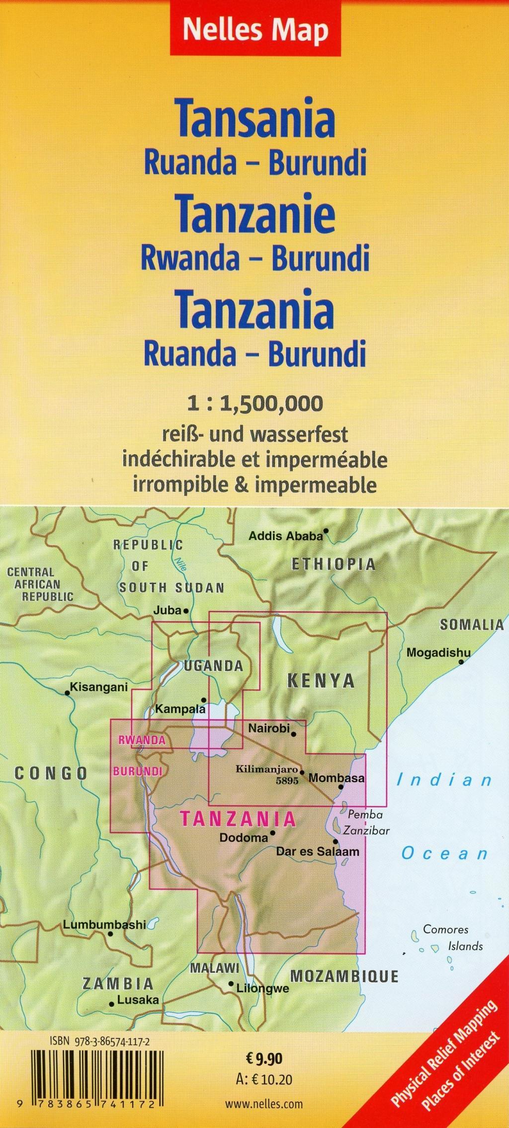 Bild: 9783865741172 | Nelles Map Tanzania - Rwanda - Burundi 1:1 500 000 | (Land-)Karte