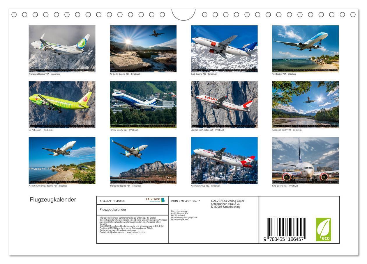 Bild: 9783435186457 | Flugzeugkalender (Wandkalender 2025 DIN A4 quer), CALVENDO...