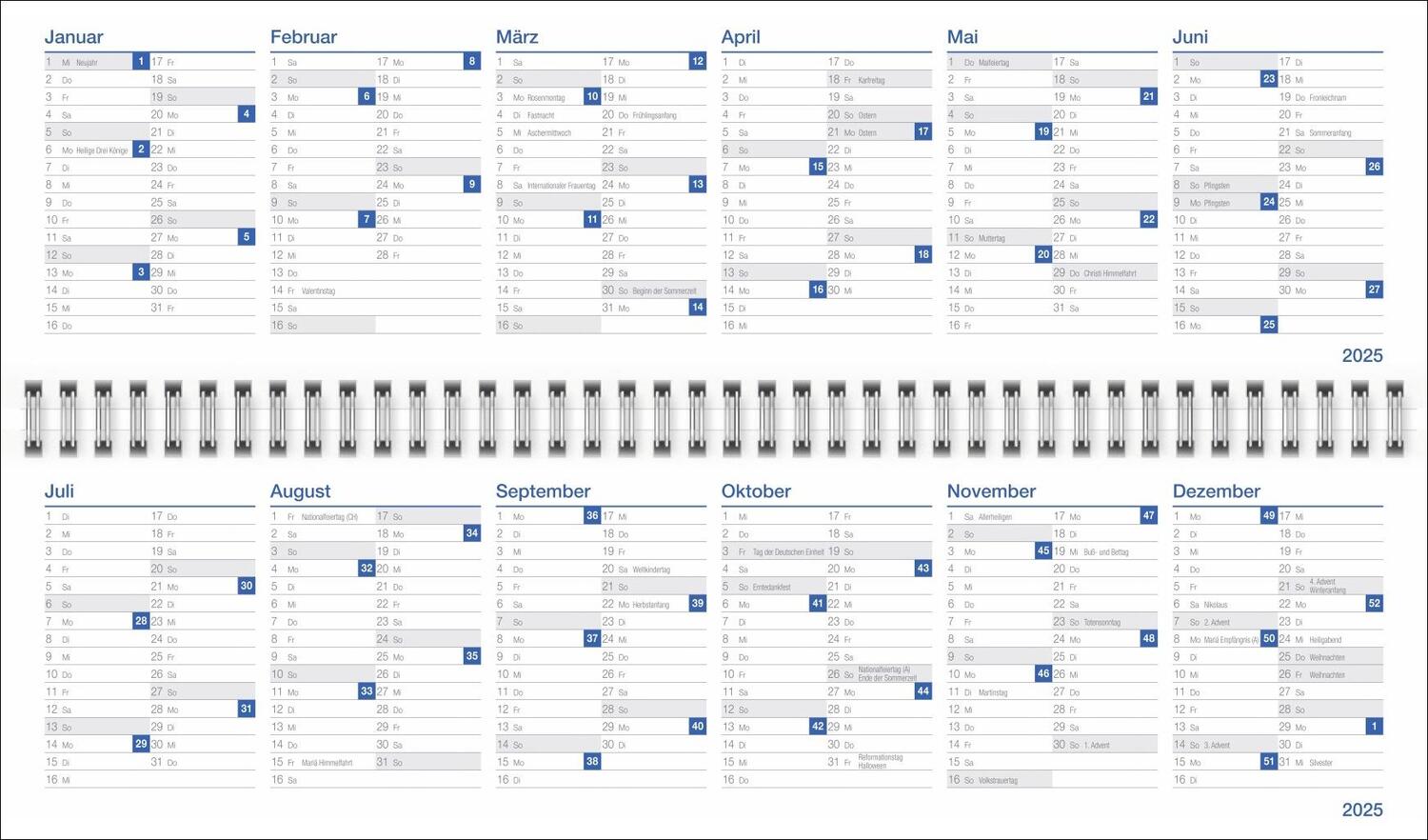 Bild: 9783756406494 | Wochenquerplaner, anthrazit 2025 | Kalender | Bürokalender Heye | 2025