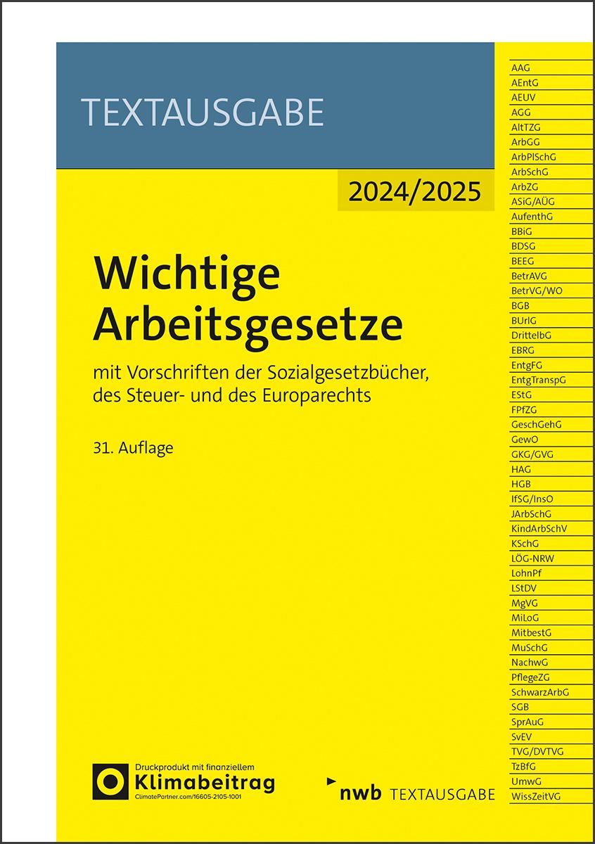 Cover: 9783482687310 | Wichtige Arbeitsgesetze | Bundle | Textausgabe | 1 Taschenbuch | 2024