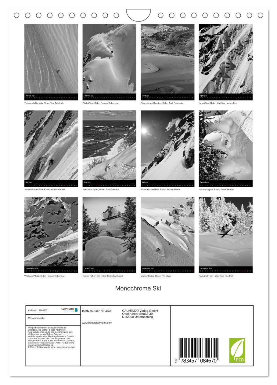 Bild: 9783457084670 | Monochrome Ski (Wandkalender 2025 DIN A4 hoch), CALVENDO...