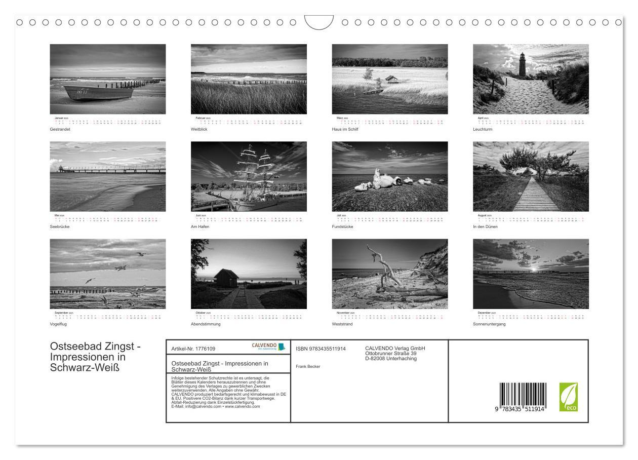 Bild: 9783435511914 | Ostseebad Zingst - Impressionen in Schwarz-Weiß (Wandkalender 2025...