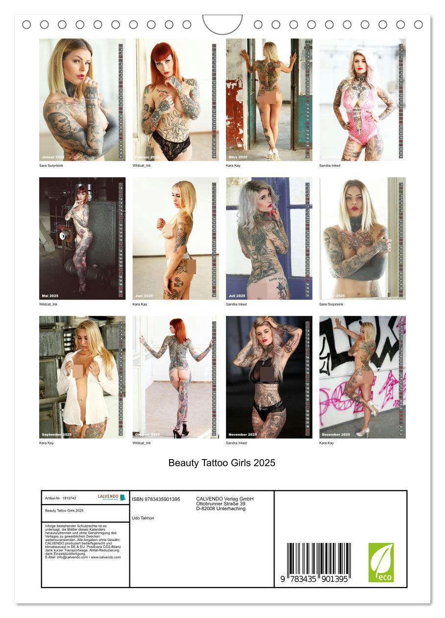 Bild: 9783435901395 | Beauty Tattoo Girls 2025 (Wandkalender 2025 DIN A4 hoch), CALVENDO...