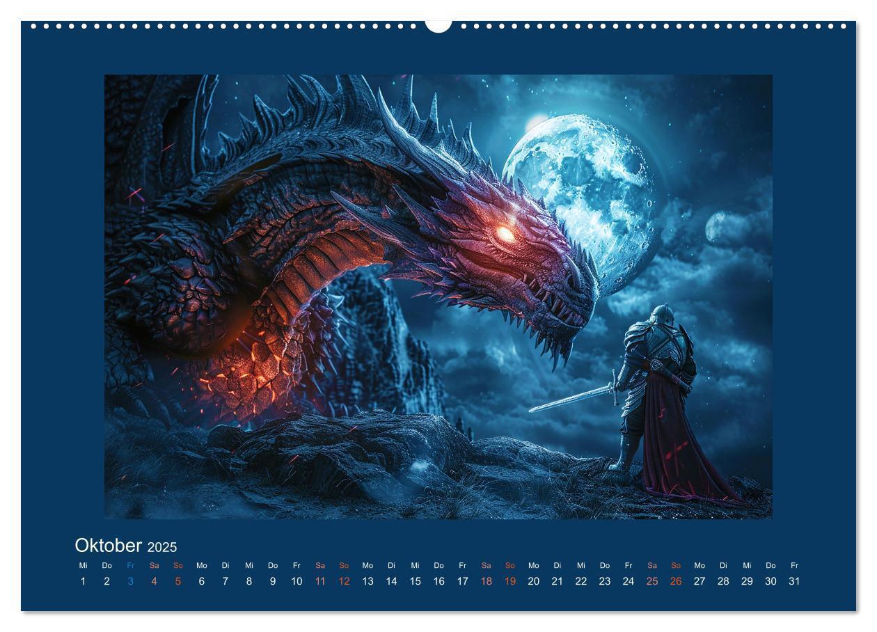 Bild: 9783383821424 | Drachenkrieger (Wandkalender 2025 DIN A2 quer), CALVENDO...