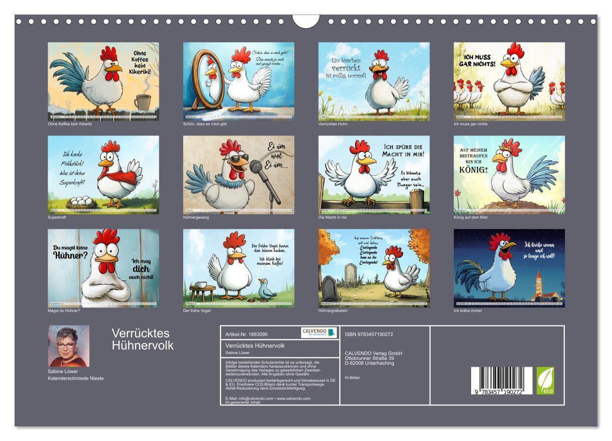 Bild: 9783457190272 | Verrücktes Hühnervolk (Wandkalender 2025 DIN A3 quer), CALVENDO...