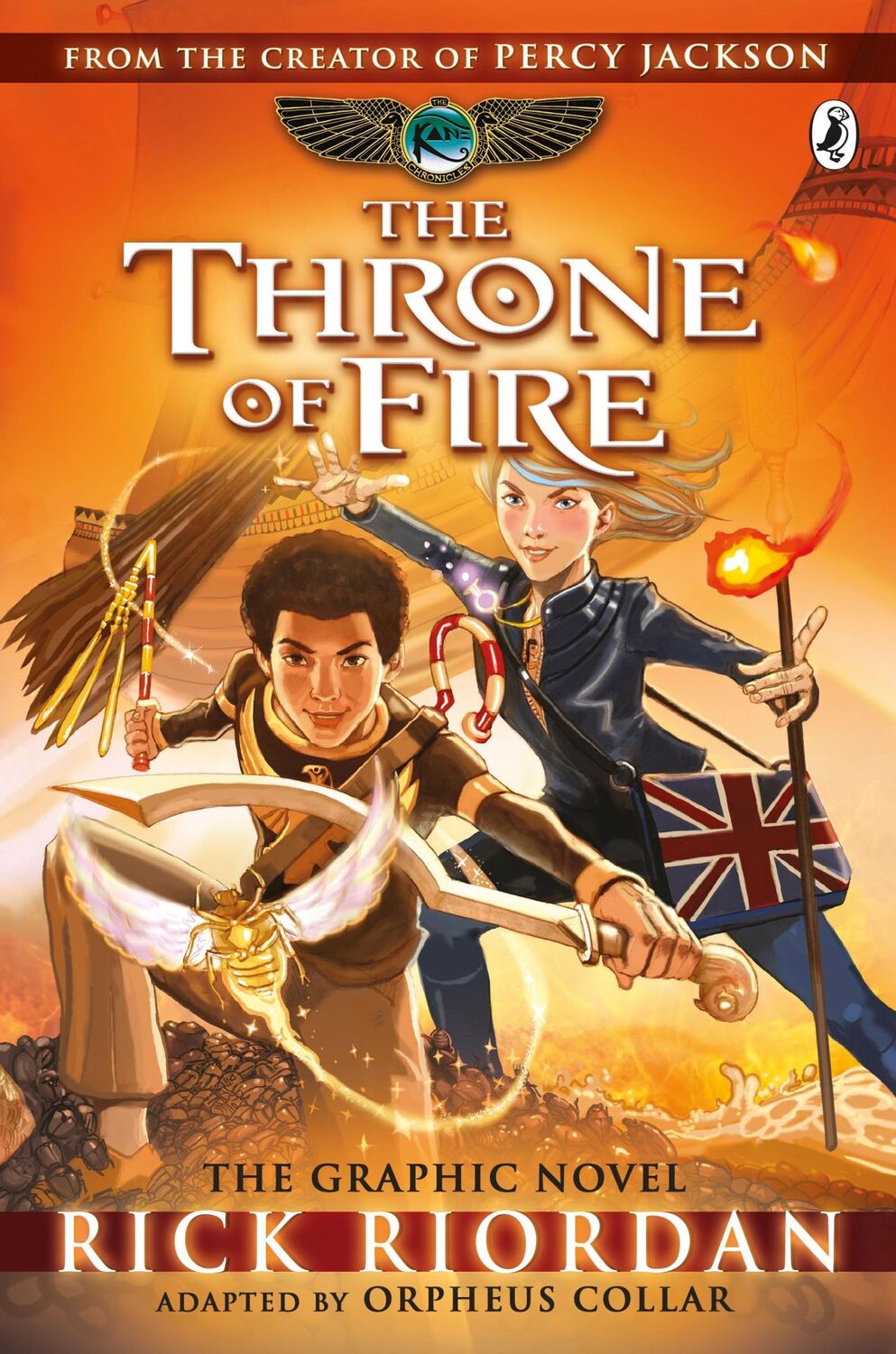 Cover: 9780141366586 | The Throne of Fire: The Graphic Novel (The Kane Chronicles Book 2)