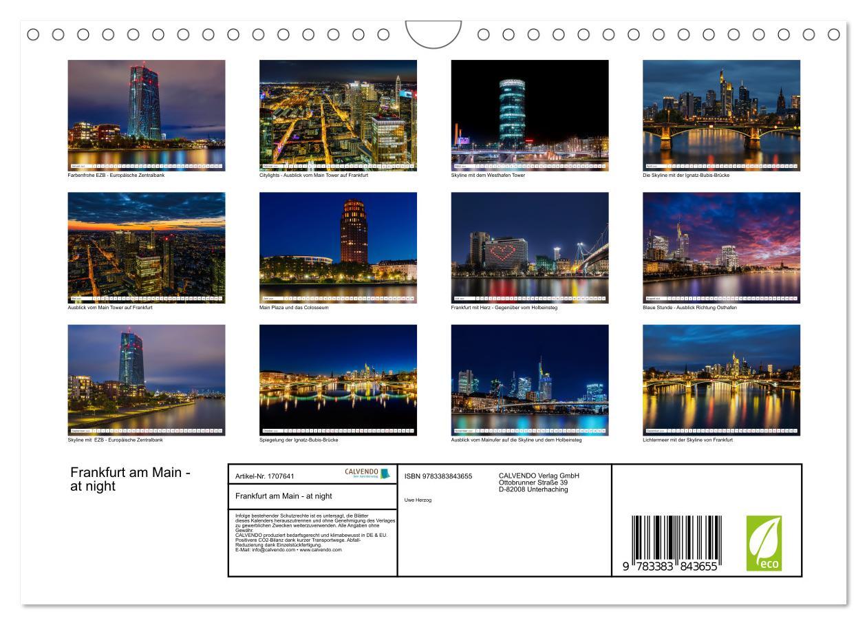 Bild: 9783383843655 | Frankfurt am Main - at night (Wandkalender 2025 DIN A4 quer),...