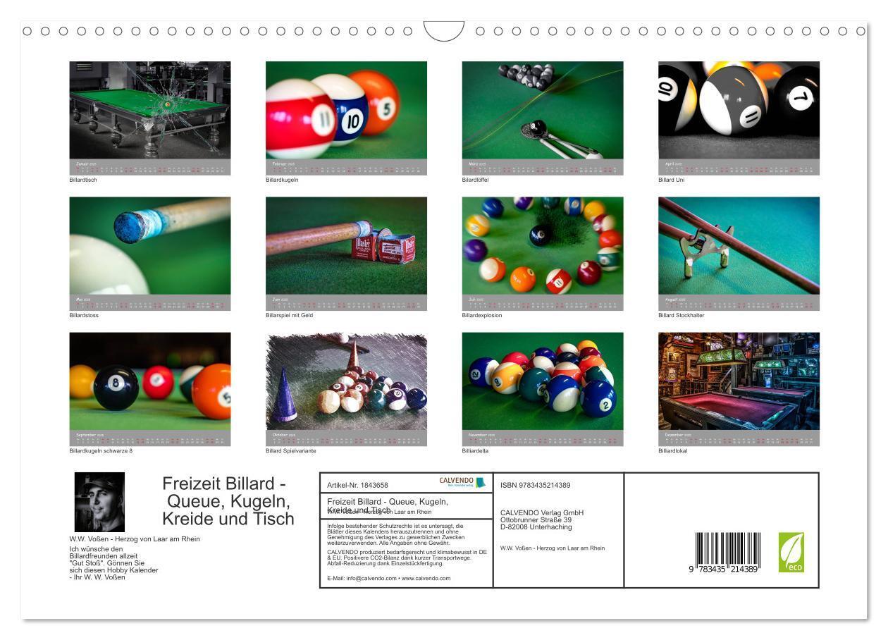 Bild: 9783435214389 | Freizeit Billard - Queue, Kugeln, Kreide und Tisch (Wandkalender...