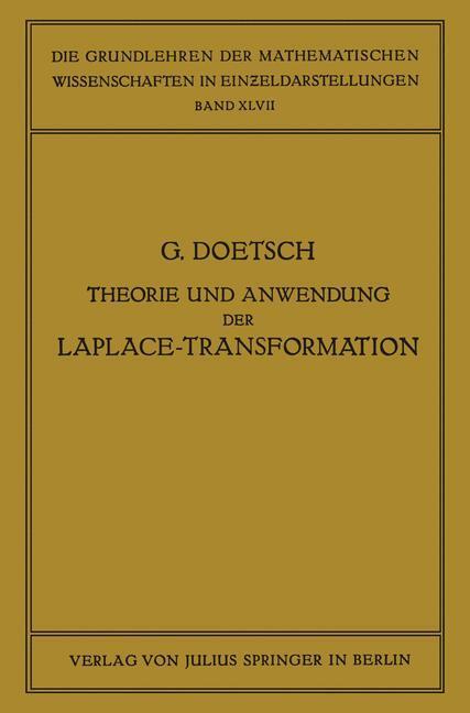 Cover: 9783642987212 | Theorie und Anwendung der Laplace-Transformation | Gustav Doetsch