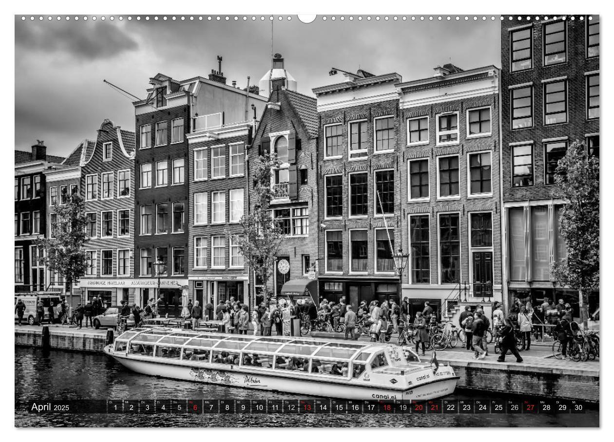 Bild: 9783435582198 | AMSTERDAM Stadtherz in Monochrom (Wandkalender 2025 DIN A2 quer),...