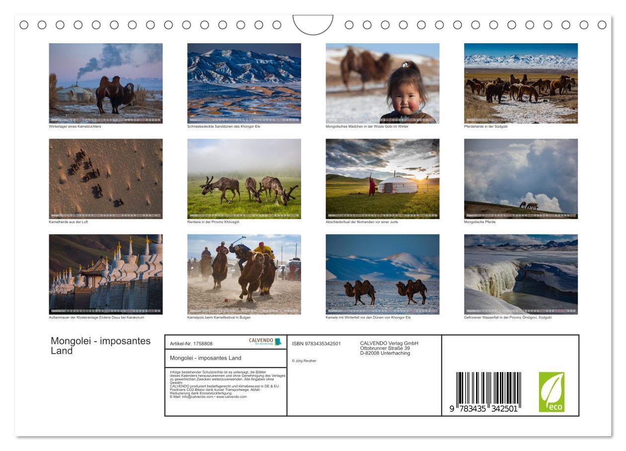 Bild: 9783435342501 | Mongolei - imposantes Land (Wandkalender 2025 DIN A4 quer),...