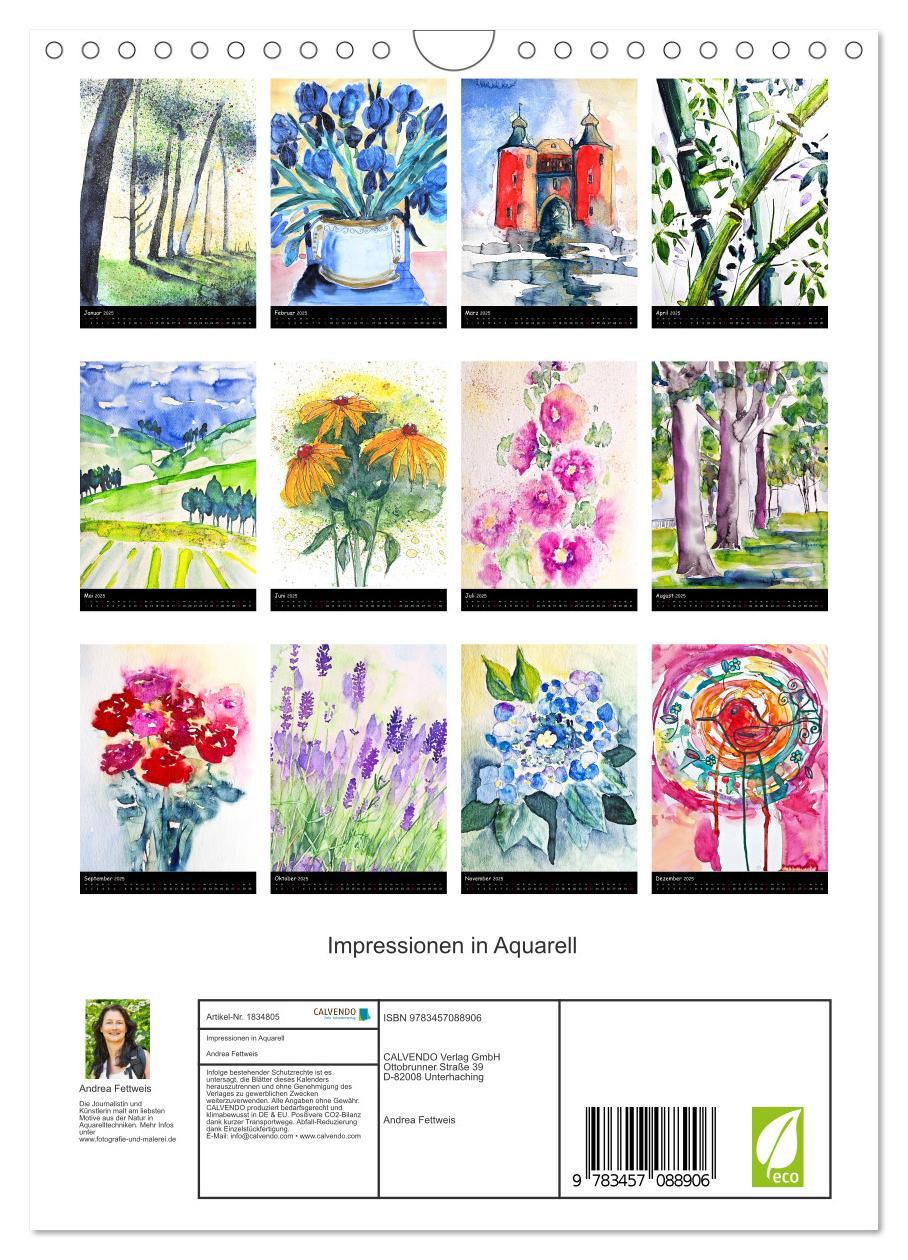 Bild: 9783457088906 | Impressionen in Aquarell (Wandkalender 2025 DIN A4 hoch), CALVENDO...