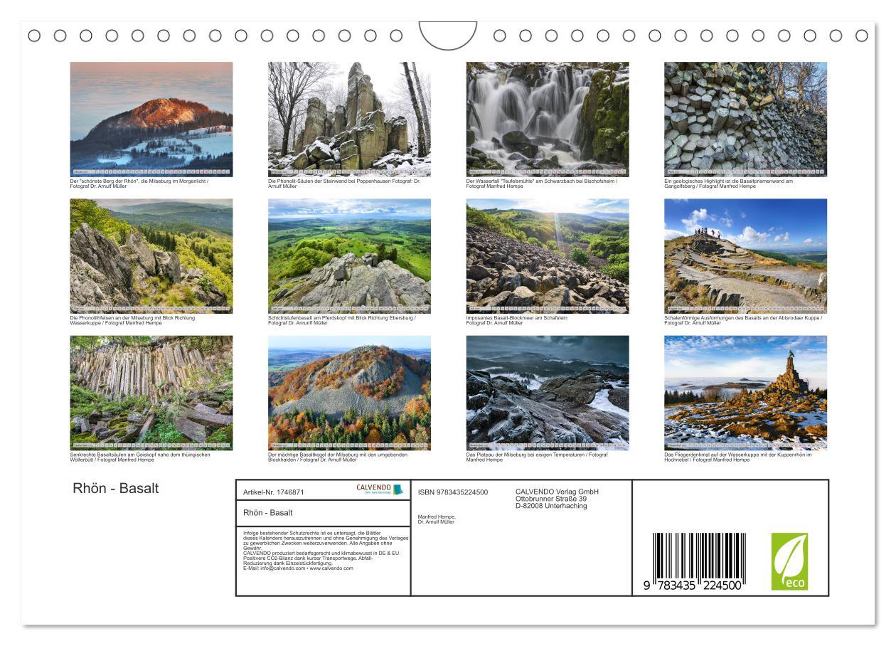 Bild: 9783435224500 | Rhön - Basalt (Wandkalender 2025 DIN A4 quer), CALVENDO Monatskalender