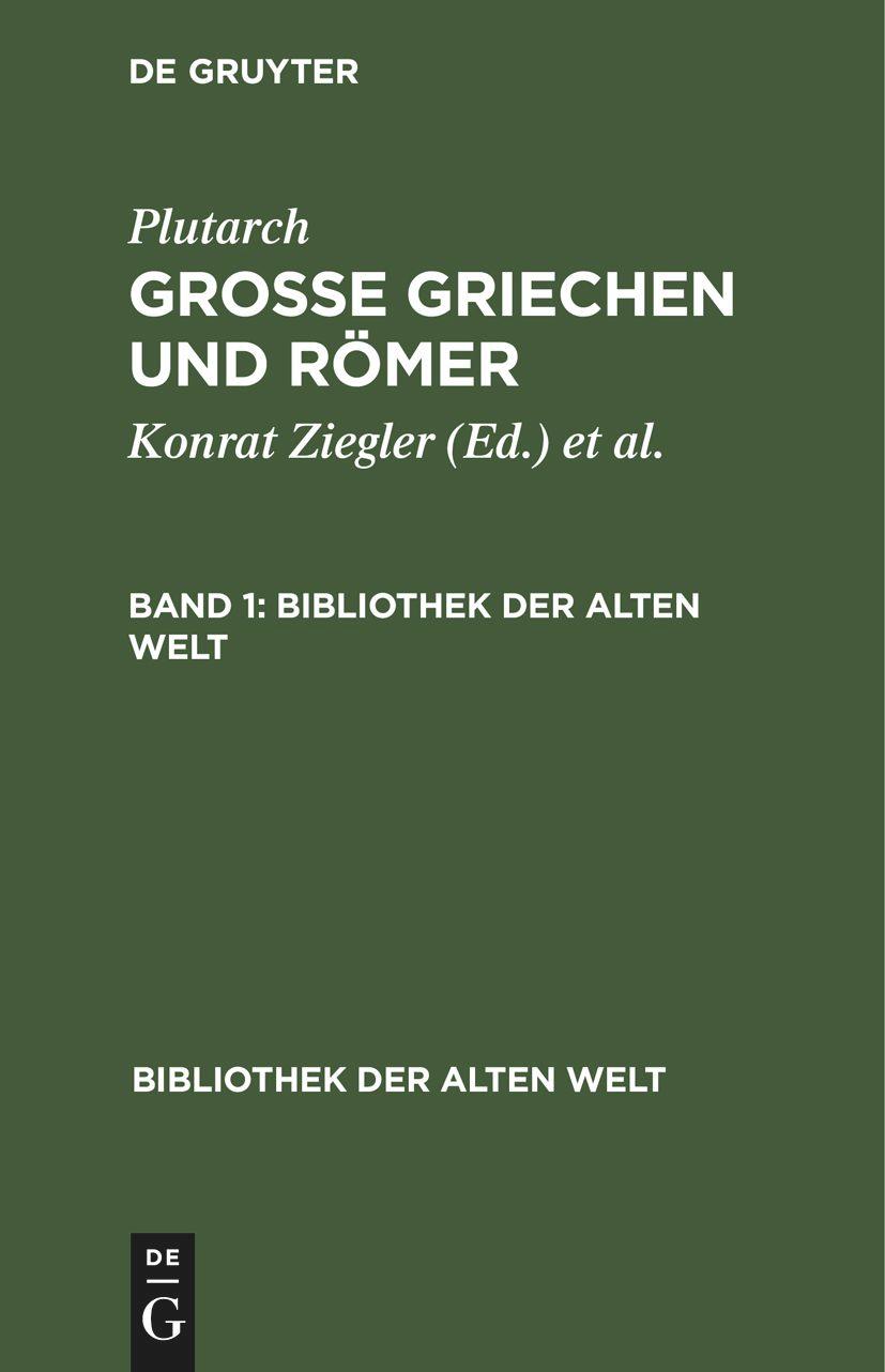 Cover: 9783112414279 | Plutarch: Grosse Griechen und Römer. Band 1 | Buch | Deutsch | 2010