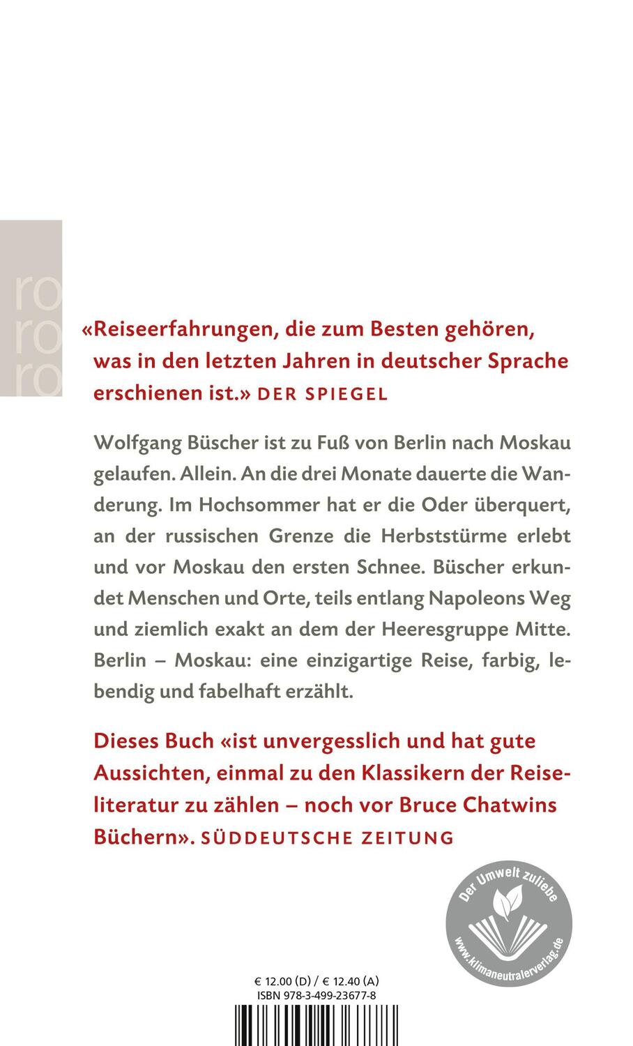 Rückseite: 9783499236778 | Berlin - Moskau | Eine Reise zu Fuß | Wolfgang Büscher | Taschenbuch