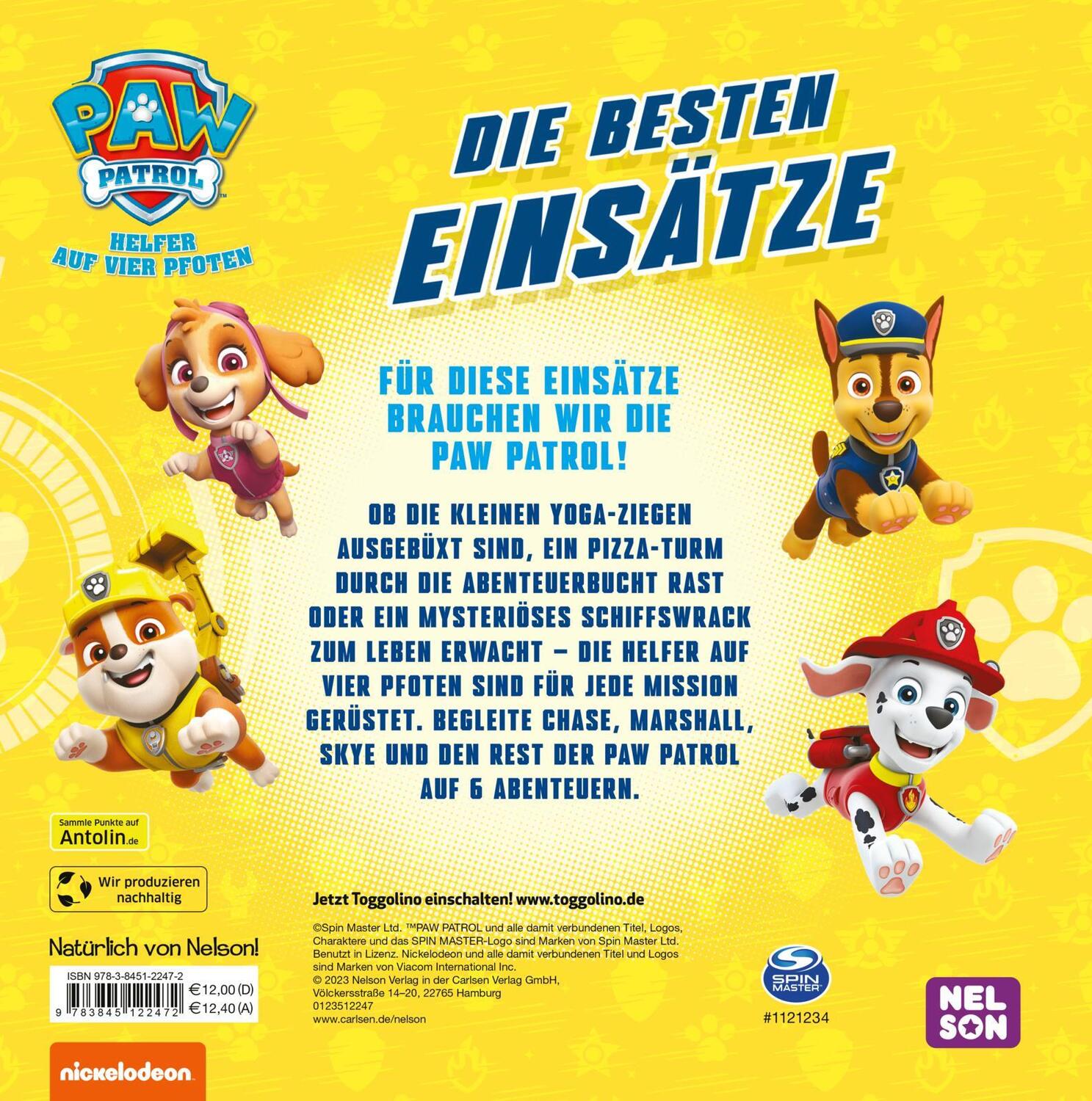 Rückseite: 9783845122472 | PAW Patrol Geschichtenbuch: Die besten Einsätze | Buch | PAW Patrol